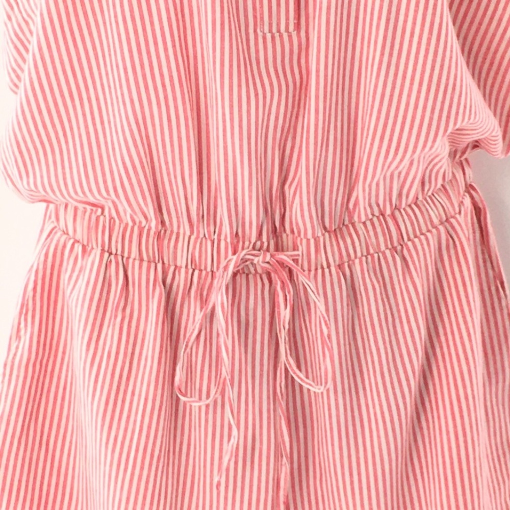 Michael Stars Shantel Romper Drawstring Pockets Pink White Striped Shorts Sz M - Picture 5 of 13